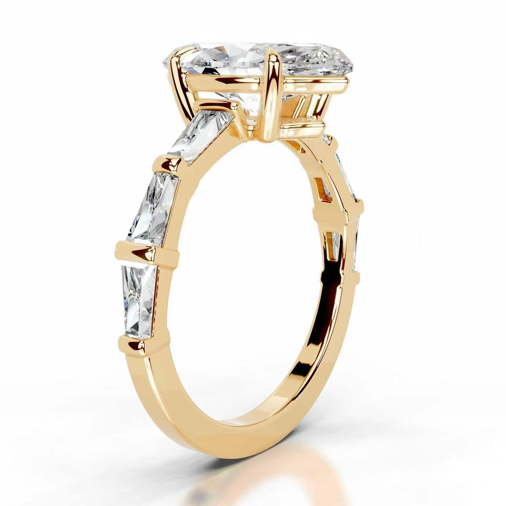 14K Gold 3 Carat Marquise Cut Lab-Grown Diamond Ring, D Color, VS1 Clarity, IGI Certified. Light luxury classy style, versatile daily wear engagement & proposal ring