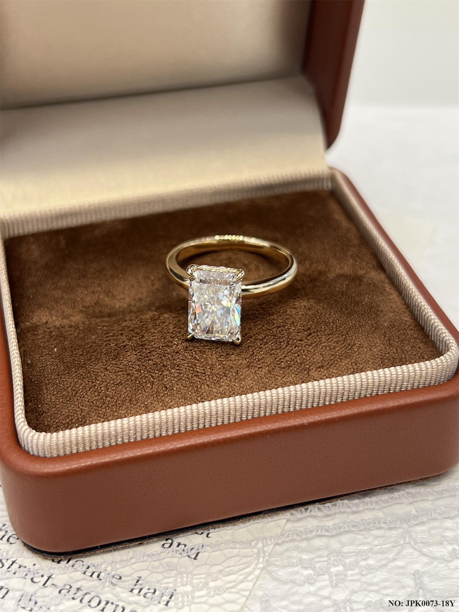 18K Gold 3-Carat Radiant Cut Lab-Grown Diamond Ring, Women's Engagement & Wedding Ring, Luxury Side Pave Cluster Accent Statement Diamond Ring