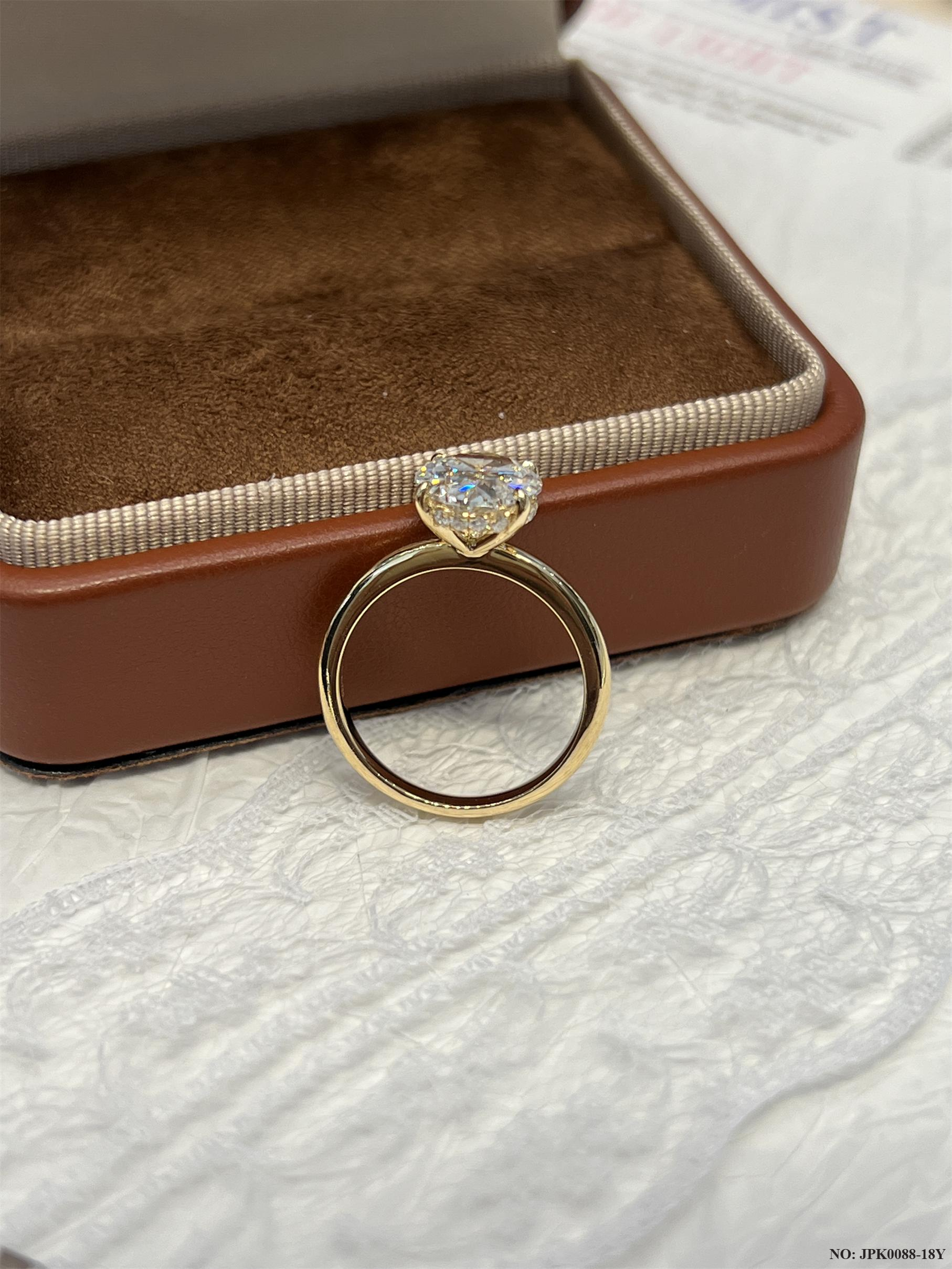 18K Gold 3 CaratsOval Cut Lab-Grown Diamond Ring - Minimalist Plain Band Solitaire