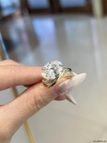 18K Yellow Gold 5ct Oval Lab-Grown Diamond Ring - Twisted Pavé Old Money Design