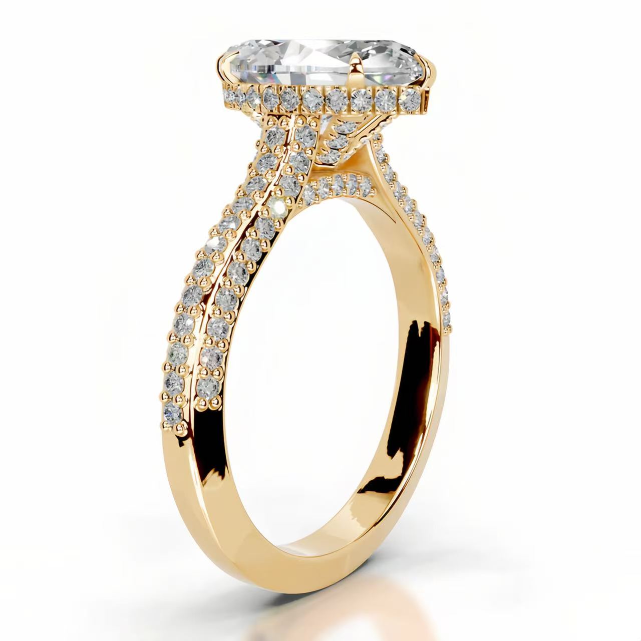 14K Gold 2 Carat Marquise Cut Lab-Grown Diamond Ring, D Color, VS1 Clarity, IGI Certified. Light luxury high-end style, versatile daily wear engagement & proposal diamond ring