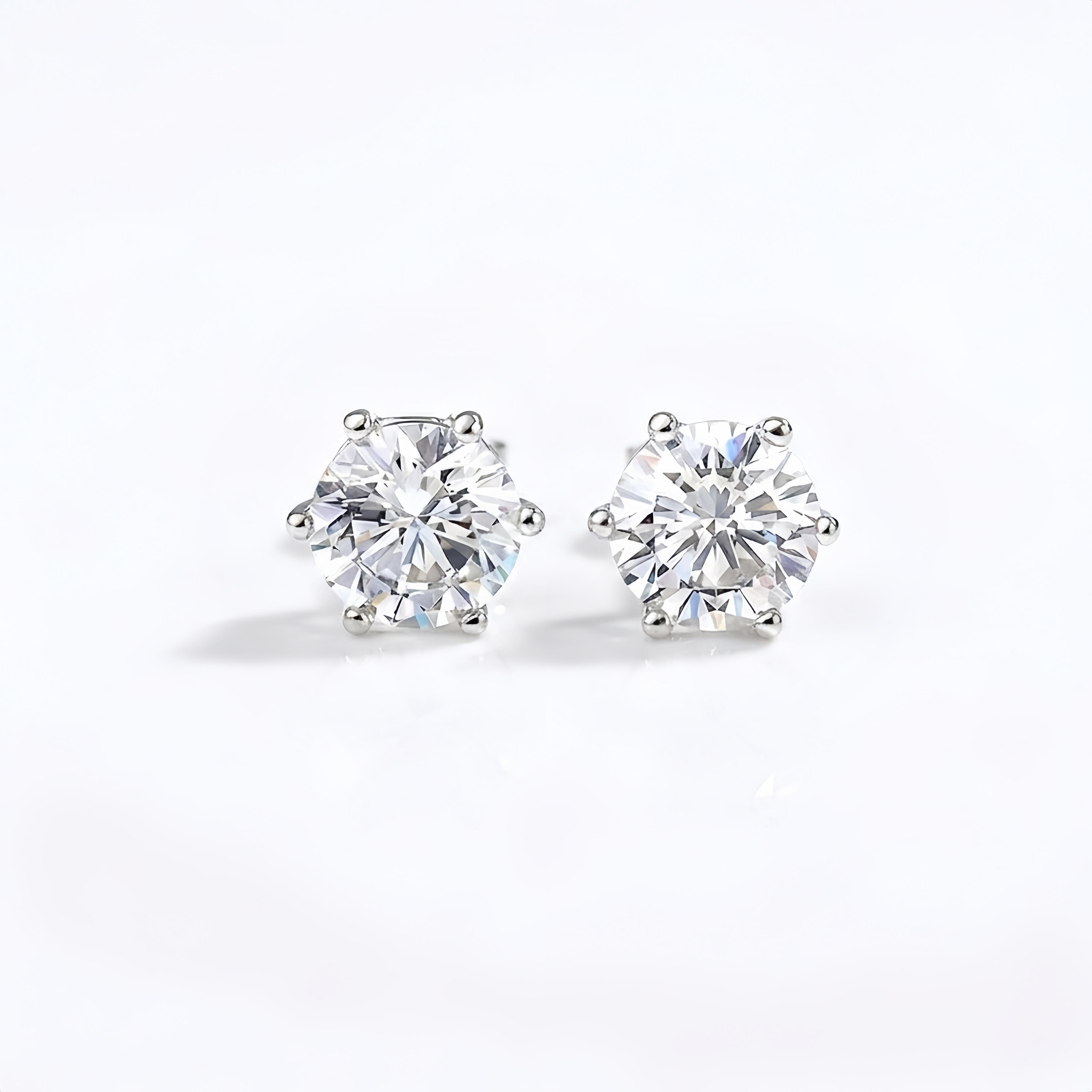 0.5CTx2 D VS1 Classic 6-Prong Round Lab-Grown Diamond Studs