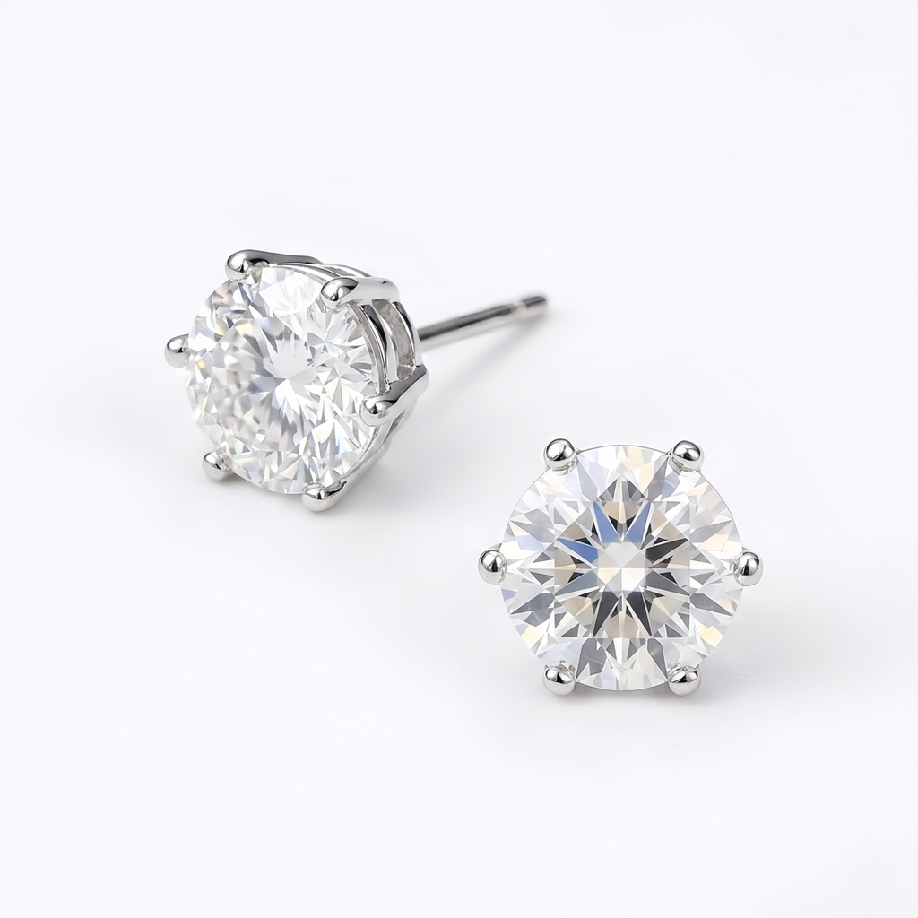 0.5CTx2 D VS1 Classic 6-Prong Round Lab-Grown Diamond Studs