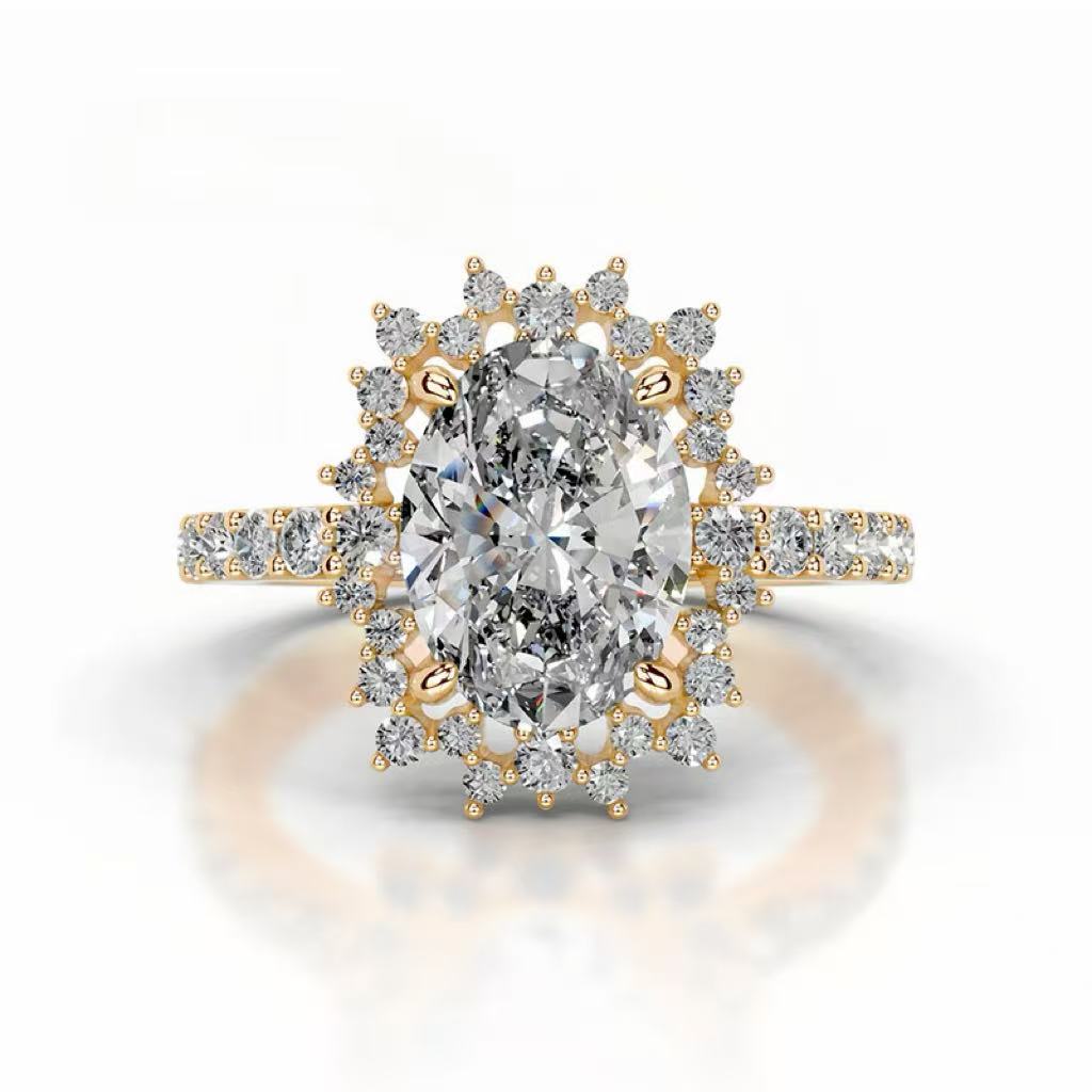 14K Gold 2 Carat Oval Cut Lab-Grown Diamond Ring, Color D, Clarity VS1, IGI Certified Stackable Light Luxury High-End Style, Daily Versatile Engagement & Proposal Diamond Ring