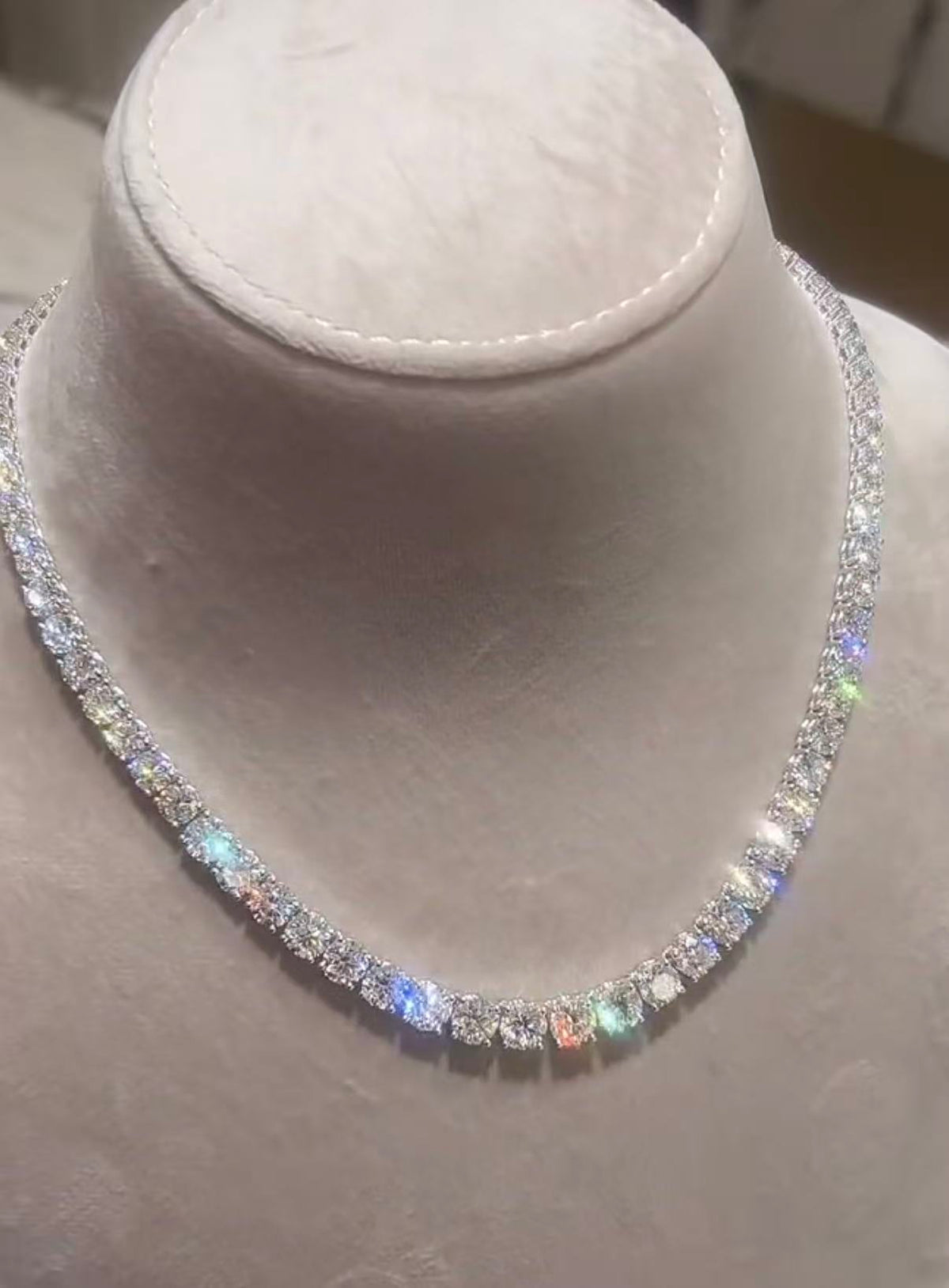 050    21-Inch Lab Grown Diamond Tennis Necklace, 0.3CT Per Stone, 14K Gold | 50% Deposit Required