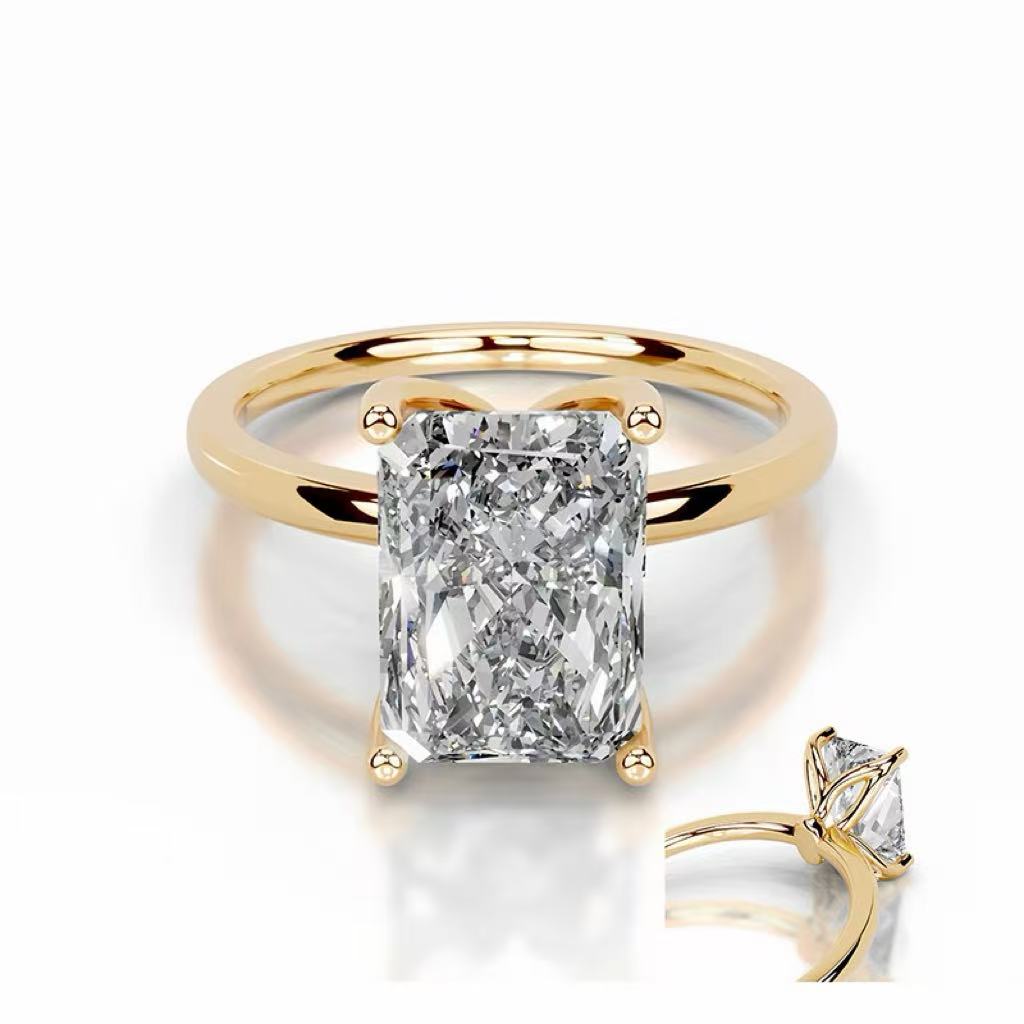 14K Gold D Color VS1 Clarity 2 Carat Emerald Cut IGI Certified Lab-Grown Diamond Ring, Light Luxury Elegant, All-match Daily Wear Engagement & Proposal Ring