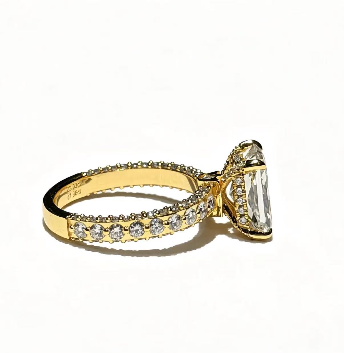 038 for Gabriella：Lab-grown diamond, Radiant cut, 3 carats, Color D, ring size 7