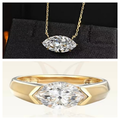 021 For EB J 1ct Marquise Cut 14K Ring, Size 6.5 & 1ct Marquise Cut 18K Necklace