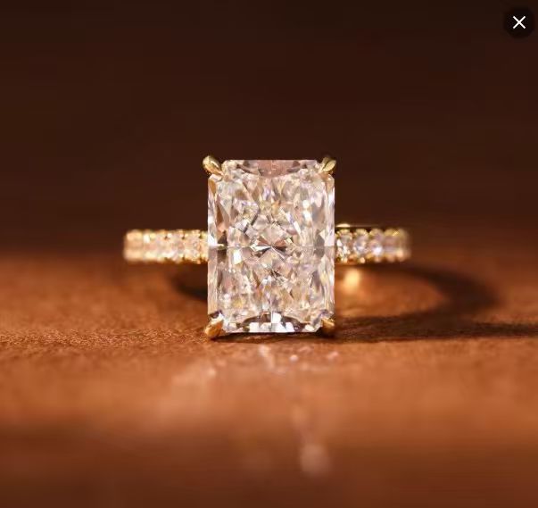 046 for Lace 18k gold  ring 3CT Radiant Deposit $800 size:5.5