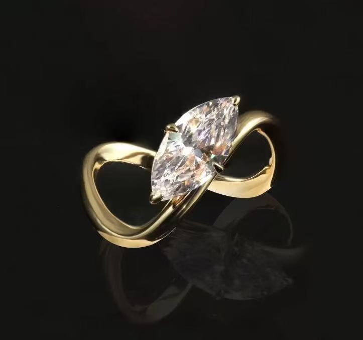 048 for Rey Marquise twist ring setting only,  14K gold, no center stone size:6.5