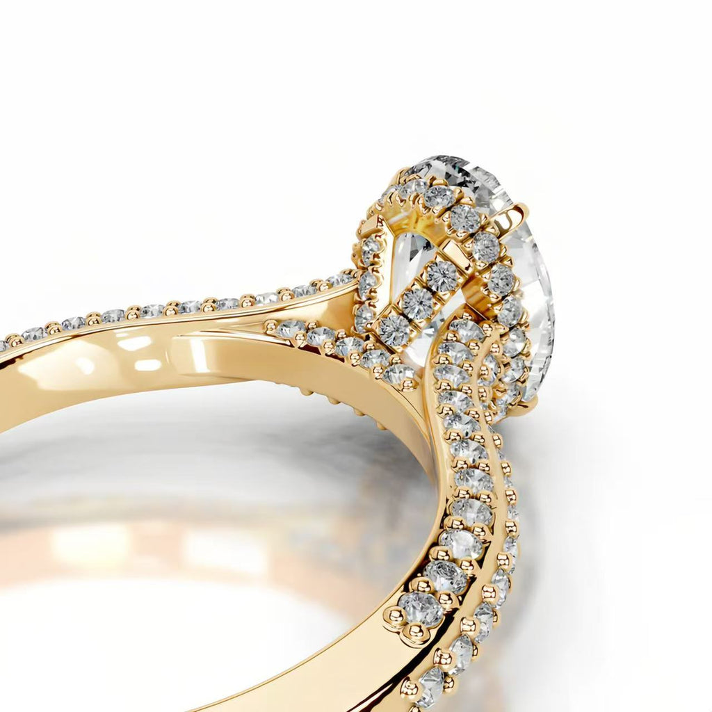 14K Gold 2 Carat Pear Cut Lab-Grown Diamond Ring, D Color, VS1 Clarity, IGI Certified. Light luxury elegant style, versatile daily wear engagement and proposal ring