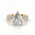 14K Gold 2 Carat Pear Cut Lab-Grown Diamond Ring, D Color, VS1 Clarity, IGI Certified. Light luxury elegant style, versatile daily wear engagement and proposal ring