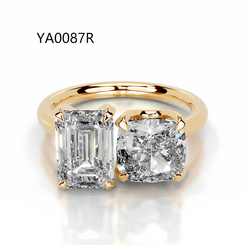 5ct Emerald & 4ct Pear Cut Lab-Grown Diamond  Ring in 18K Gold | D VS1 IGI Certified High-End Engagement Ring