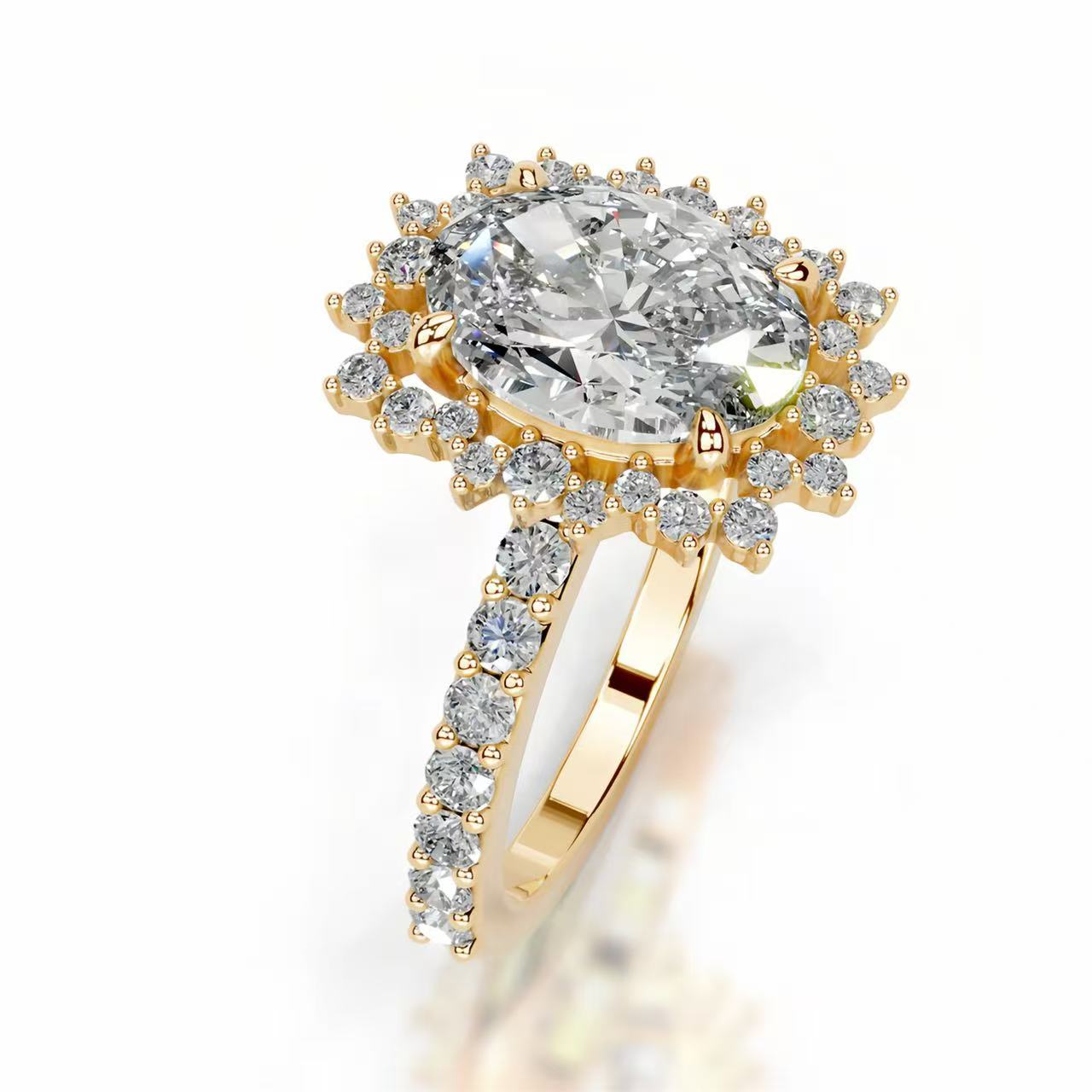 14K Gold 2 Carat Oval Cut Lab-Grown Diamond Ring, Color D, Clarity VS1, IGI Certified Stackable Light Luxury High-End Style, Daily Versatile Engagement & Proposal Diamond Ring