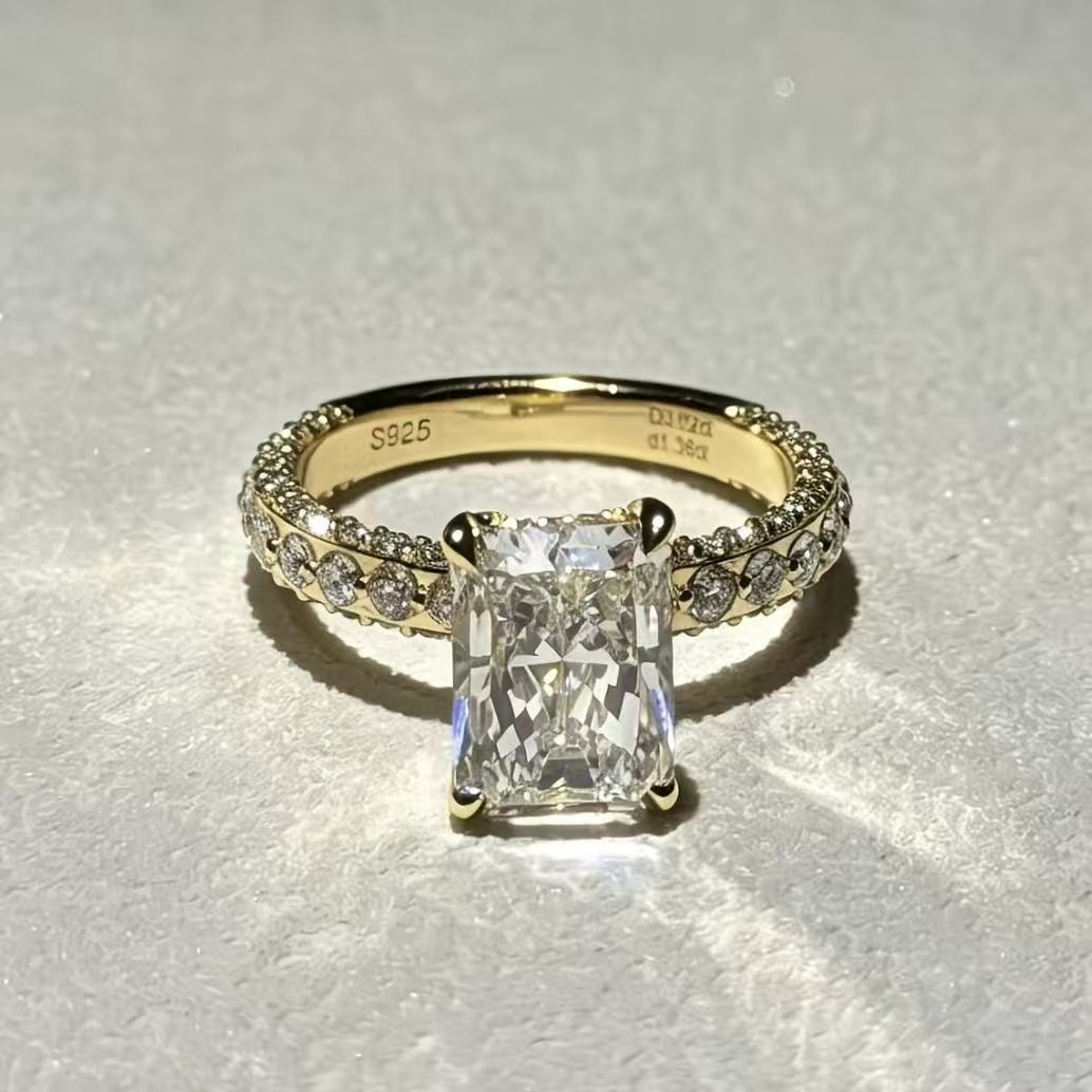 022 For Lalalover Custom 14K Radiant Ring Size 6.5 | 4CT Diamond