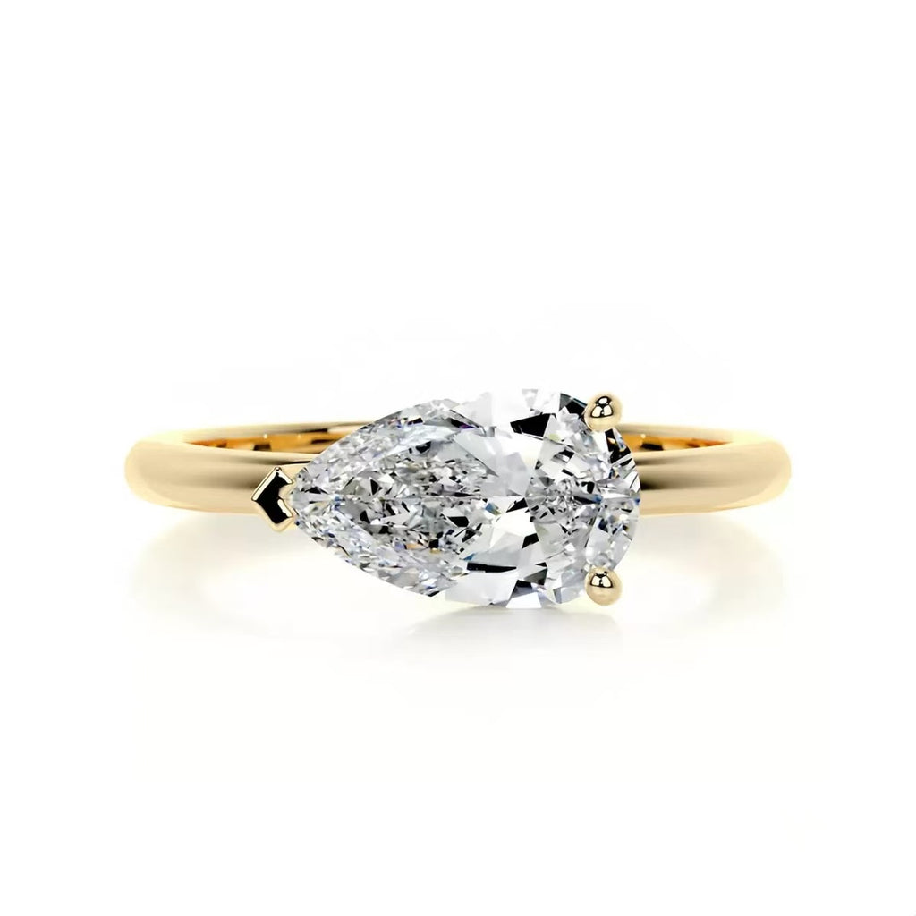 14K Gold 1 Carat Pear Shaped Cut Lab-Grown Diamond Ring, D Color, VS1 Clarity, IGI Certified. Light Luxury High-End Style, Daily Versatile Engagement & Proposal Diamond Ring