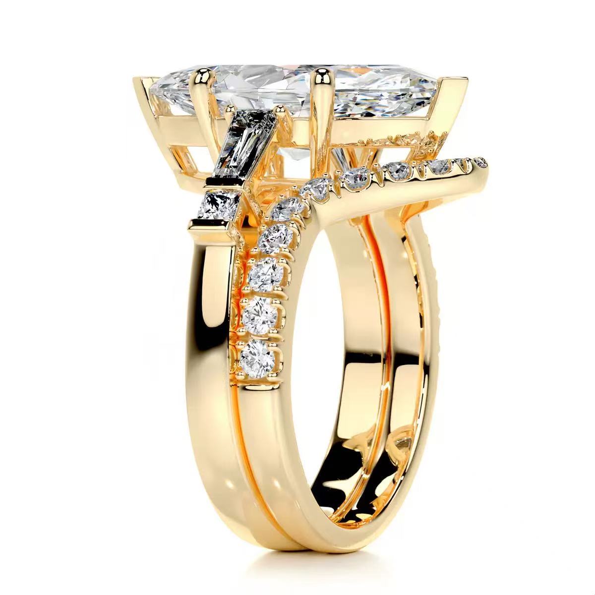 14K  Gold 5 Carat Marquise Cut Lab-Grown Diamond Ring, D Color, VS1 Clarity, IGI Certified. Stackable light luxury premium style, versatile daily wear engagement & proposal ring