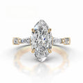 14K Gold 3 Carat Marquise Cut Lab-Grown Diamond Ring, D Color, VS1 Clarity, IGI Certified. Light luxury classy style, versatile daily wear engagement & proposal ring