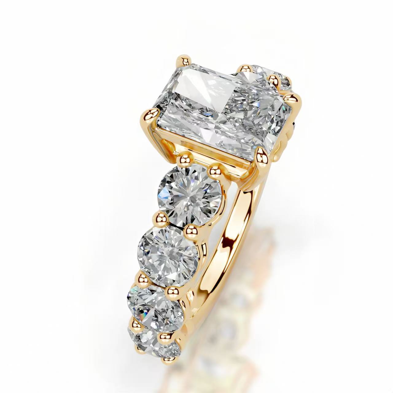 14K Gold 2 Carat Radiant Cut Lab-Grown Diamond Ring, D Color VS1 Clarity, IGI Certified. Light Luxury Elegant Design, Daily Versatile Ring for Engagement & Proposal