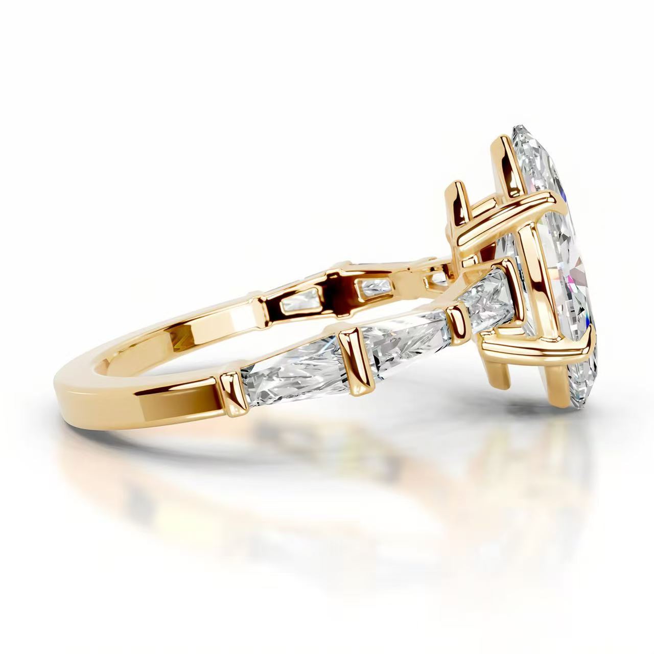 14K Gold 3 Carat Marquise Cut Lab-Grown Diamond Ring, D Color, VS1 Clarity, IGI Certified. Light luxury classy style, versatile daily wear engagement & proposal ring