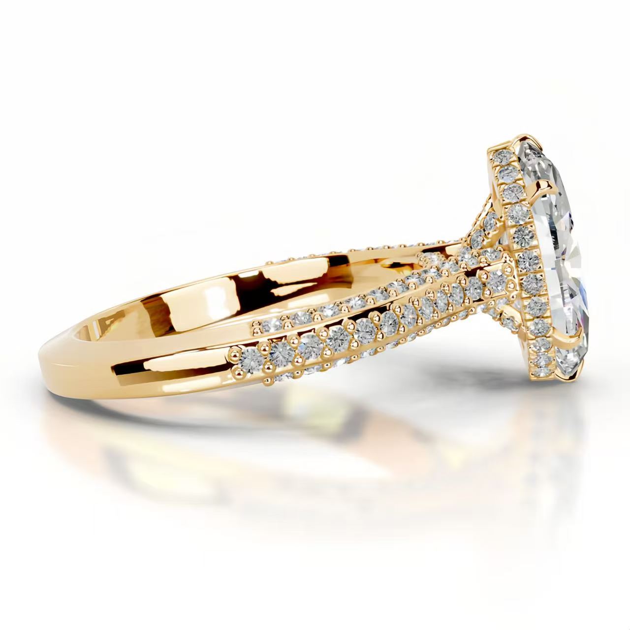 14K Gold 2 Carat Pear Cut Lab-Grown Diamond Ring, D Color, VS1 Clarity, IGI Certified. Light luxury elegant style, versatile daily wear engagement and proposal ring